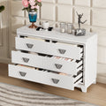 Elegant Dresser With Metal Handle And Sparkling Shiny Decoration, Storage Cabinet With 6 Drawers For Bedroom, Living Room, White White Mdf Metal