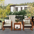 Outsunny 3 Pieces Patio Bistro Set Wooden With Cushions, Pe Wicker Patio Furniture Outdoor For Porch, Backyard, Garden, Brown Brown Rattan Metal