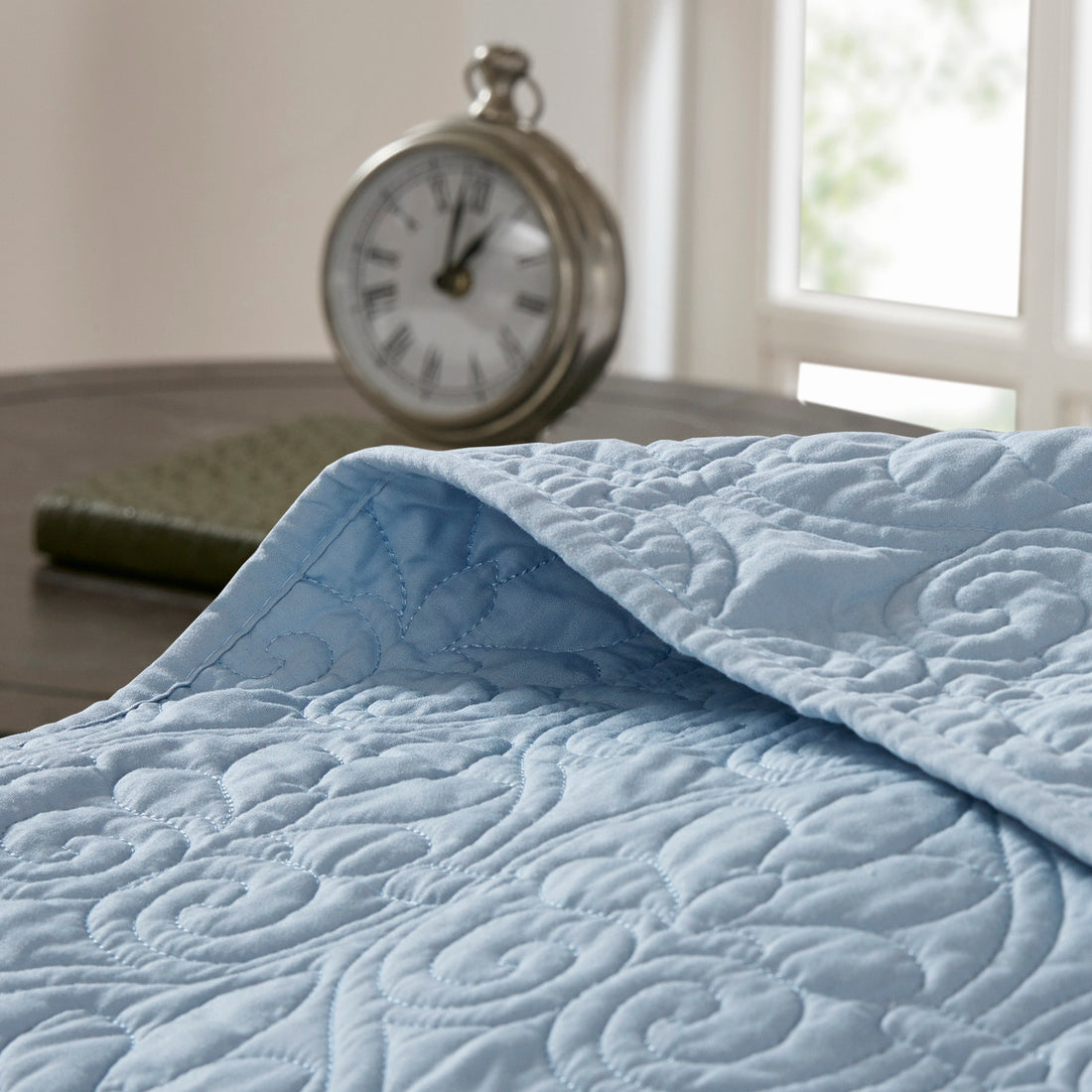 Reversible Bedspread Set Blue Queen Blue Cotton