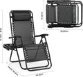 2 Set Zero Gravity Chairs Patio Portable Reclining Folding Lounge Chair Beach Camping Chairs With Pillow And Cup Holder Trays For Garden, Poolside, Black Black Steel
