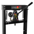 Steel H Frame Hydraulic Garage Shop Floor Press With Stamping Plates, With A Pressure Gauge,12 Ton 24,000 Lb Capacity, Black Black Steel