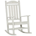 Outsunny Outdoor Rocking Chair, All Weather Resistant Hdpe Rocking Patio Chairs With Rustic High Back, Armrests, Oversized Seat And Slatted Backrest, 350Lbs Weight Capacity, White White Plastic