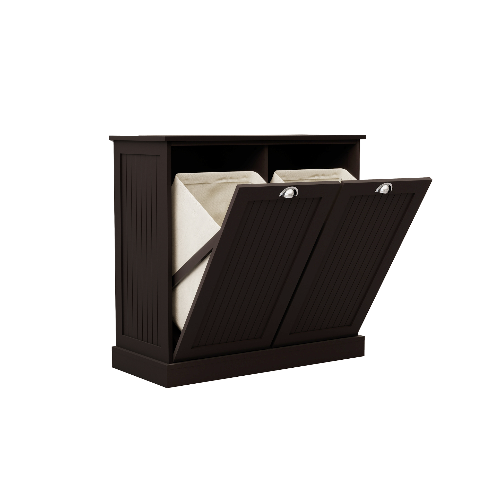 Two Compartment Tilt Out Laundry Sorter Cabinet Black Black Mdf
