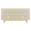 Modern 4 Door Sideboard With Convex Pattern Doors And 2 Silver Handle For Living Room, Dining Room, Kitchen Almond Almond Mdf