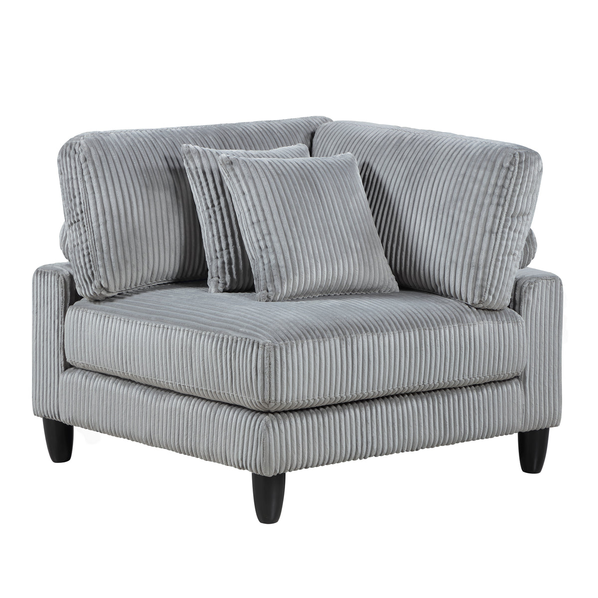 Living Room Furniture Corner Chair Gray Corduroy Upholstery 1Pc Corner Wedge Soft Cushion Solid Wood Legs Gray Primary Living Space Contemporary,Modern Plywood,Solid Wood
