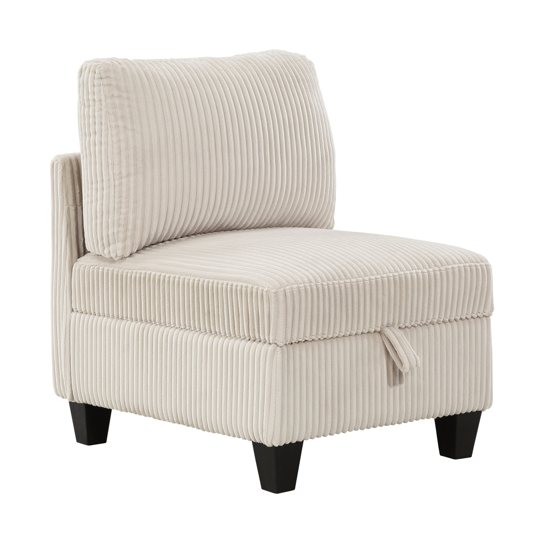 Modern Living Room Furniture Beige Armless Chair With Storage Corduroy Fabric Upholstery 1Pc Modular Armless Chair Beige Primary Living Space Contemporary,Modern Solid Wood
