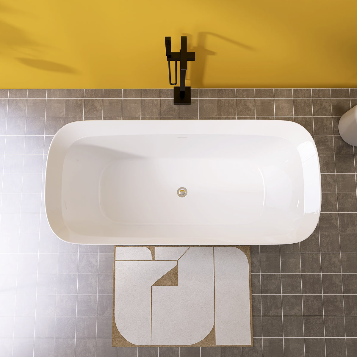 67" Acrylic Free Standing Tub Classic Oval Shape Soaking Tub, Adjustable Freestanding Bathtub With Integrated Slotted Overflow And Chrome Pop Up Drain Anti Clogging Gloss White Gloss White Oval Bathroom Freestanding Tubs Polished 61 69 In Modern Soaking