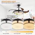 Modern Minimalist Invisible Ceiling Fan Light Retractable Fan With Led Fixtures For Living Room, Bedroom And Dining Room Black Acrylic Iron
