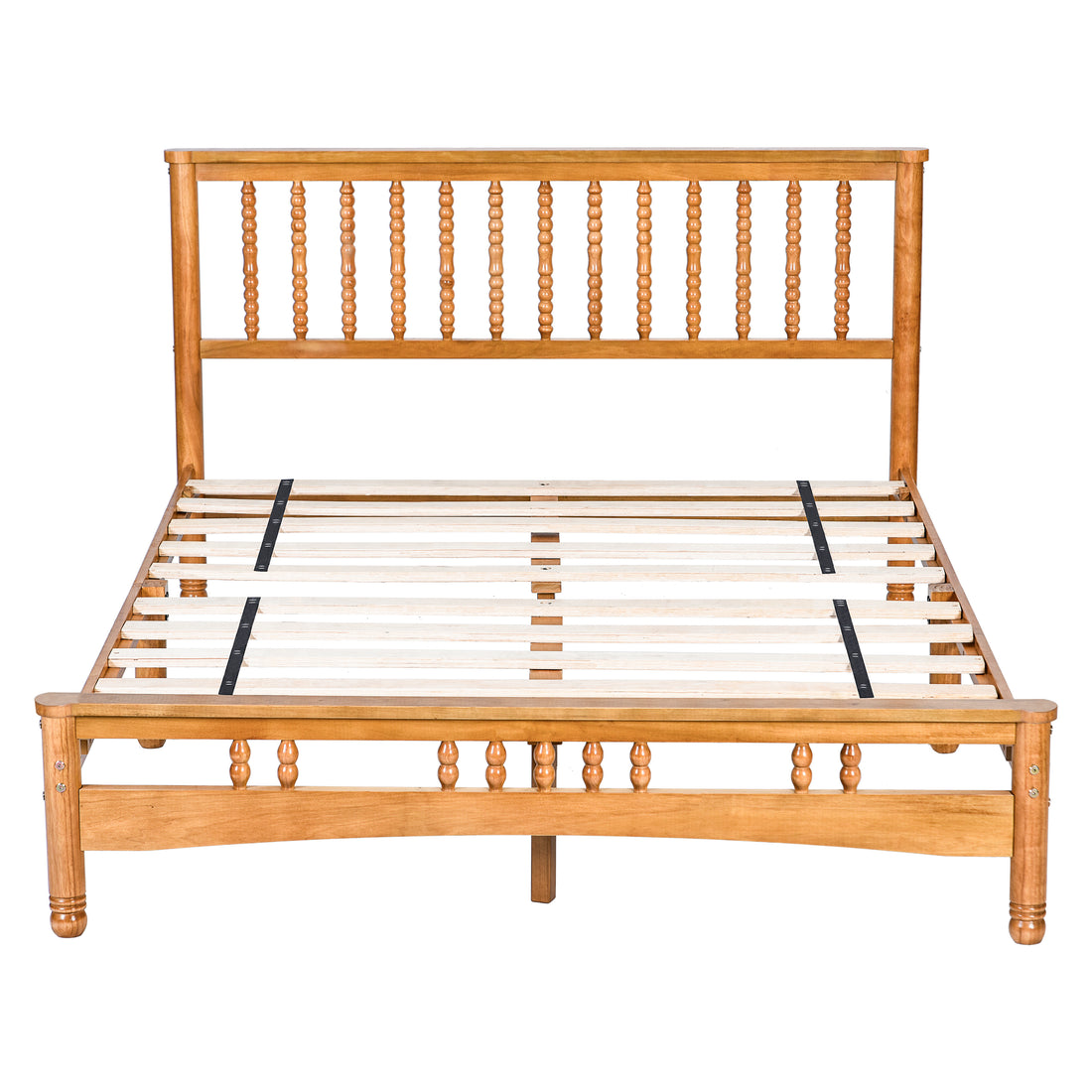 Queen Size Elegant Style Wooden Platform Bed Frame With Headboard,No Need Box Spring,Easy Assembly Queen Oak Rubber Wood