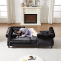 81 Inch Chenille Face To Face Chaise Lounge With Two Pillows,Nailhead Trim,Button Tufted Design And Rolled Arms For Lounge, Living Room And Office Black Chenille 1 Seat