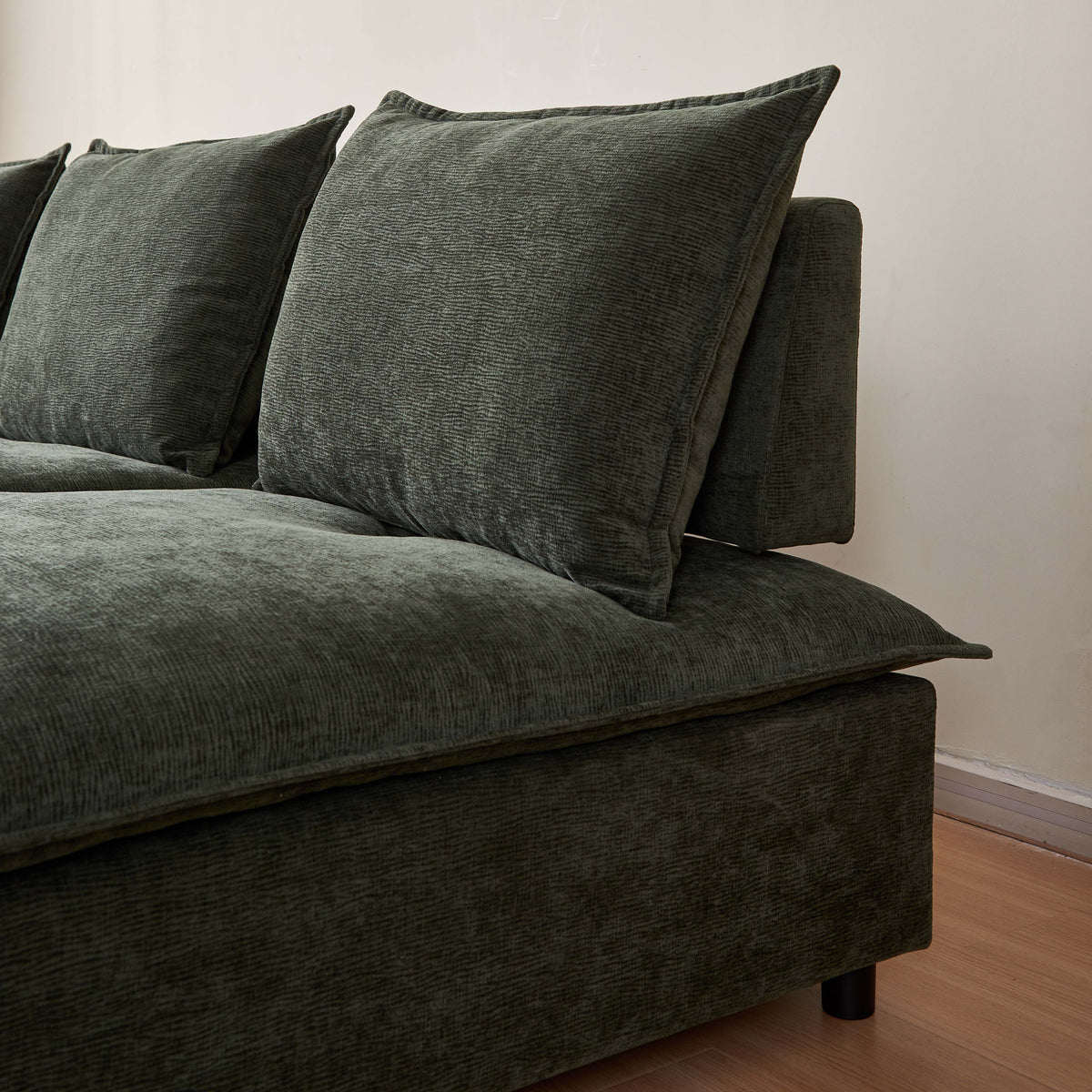 Mid Century Modern 3 Seater Sofa Couch For Living Room Modular Sectional Armless Sofa, Ultra Soft Chenille Fabric, Sturdy Frame, Comfortable And Stylish Furniture Green Foam Chenille 3 Seat