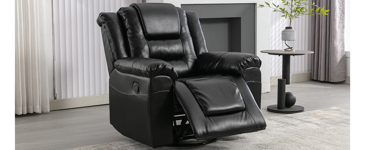Home Theater Recliner Set Manual Recliner Chair With Wide Armrest, Two Built In Cup Holders For Living Room,Bedroom, Black Old Sku:Sg000760Aab Black Foam Pu Leather