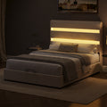 Upholstered Platform King Size Hydraulic Storage Bed, Lift Up Storage Bed With Rgb Led Light Headboard, No Box Spring Needed,Velvet,Beige King Beige Velvet Wood Metal