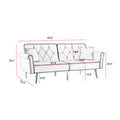 Grey Velvet Tufted Sofa Couch With 2 Pillows And Trim Light Grey Wood Foam Velvet 2 Seat