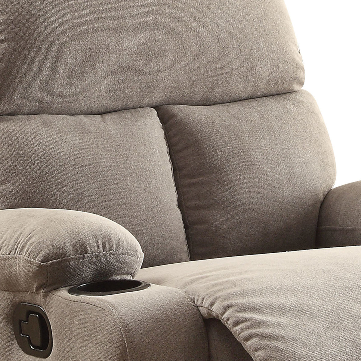 Grey Recliner With Cup Holder Grey Linen Manual Handle Metal Primary Living Space Tight Back Handle Pillow Top Arms Fabric Metal