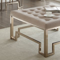 Beige And Champagne Cocktail Tufted Ottoman Champagne Metal Primary Living Space Backless Solid Brown Contemporary Square Armless Tufted Fabric Metal