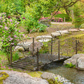 Outsunny 6' Metal Arch Backyard Garden Bridge, Safety Siderails, Arc Footbridge For Backyard Creek, Stream, Pond, Bronze Bronze Steel