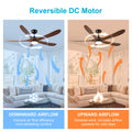 62 Inch Solid Wood With Remote Control With Light Led Modern Dc Dc Motor Indoor Outdoor 5 Blade Ceiling Fan For Patios, Bedrooms And Farmhouses Antique Brown Solid Wood
