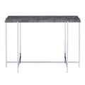 Grey And Chrome Rectangle Sofa Table Grey Silver Primary Living Space Rectangular Wood Metal