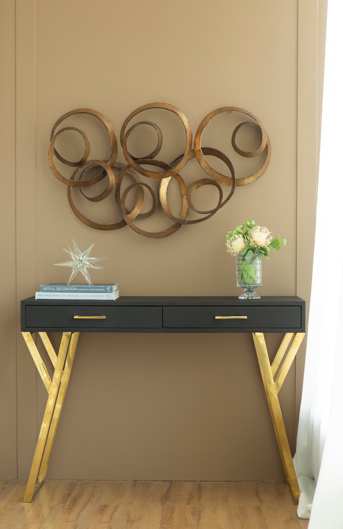38.5X22X4.2" Seretha Gold Leaf Wall D Cor Gold Iron