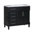 36'' Bathroom Vanity With Top Resin Sink, Freestanding Bathroom Storage Cabinet With 2 Drawers And A Tip Out Drawer, Solid Wood Frame Vanity Set, Height Adjustable Shelf 3 Black 2 2 Adjustable Shelves Bathroom Freestanding Solid Wood Mdf Resin Painted
