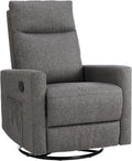 Rocking Recliner Chair With Large Footrest, Stain Resistant Faux Leather Recliner Rocker, Single Sofa Recliner For Living Room, Office, High Back, Upholstered Deep Seat, Grey Grey Metal