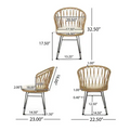 Tavon Chair,2Pcs With 2 Cushions Light Brown Foam Pe Rattan Iron