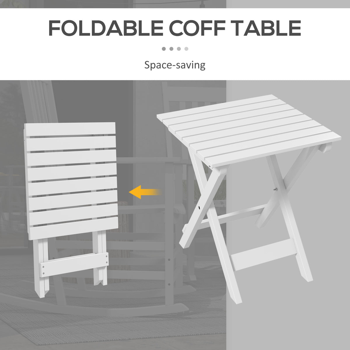 Outsunny Outdoor Rocking Chair Set Of 2 With Side Table, Patio Wooden Rocking Chair With Smooth Armrests, High Back For Garden, Balcony, Porch, Supports Up To 352 Lbs., White White Wood