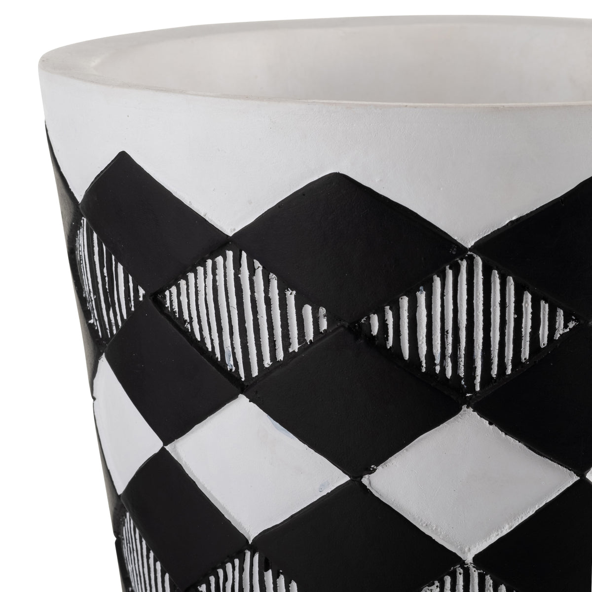 S 2 10 12" Diamond Planter W Wood Legs, Black Kd Black Polyresin