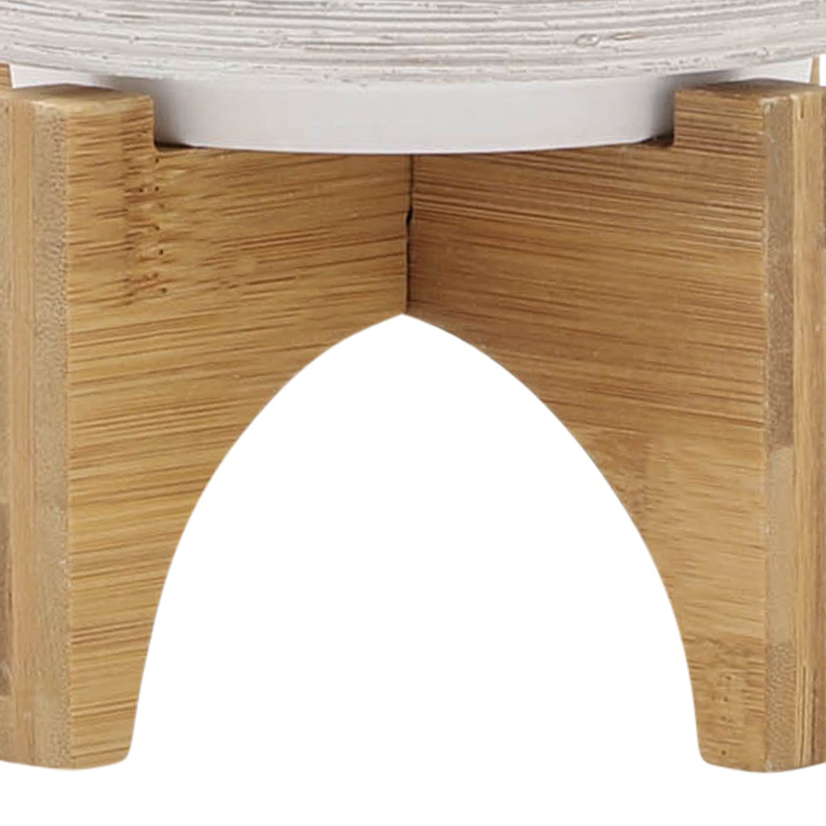 Ceramic 5" Planter On Wooden Stand, Gray Gray Ceramic