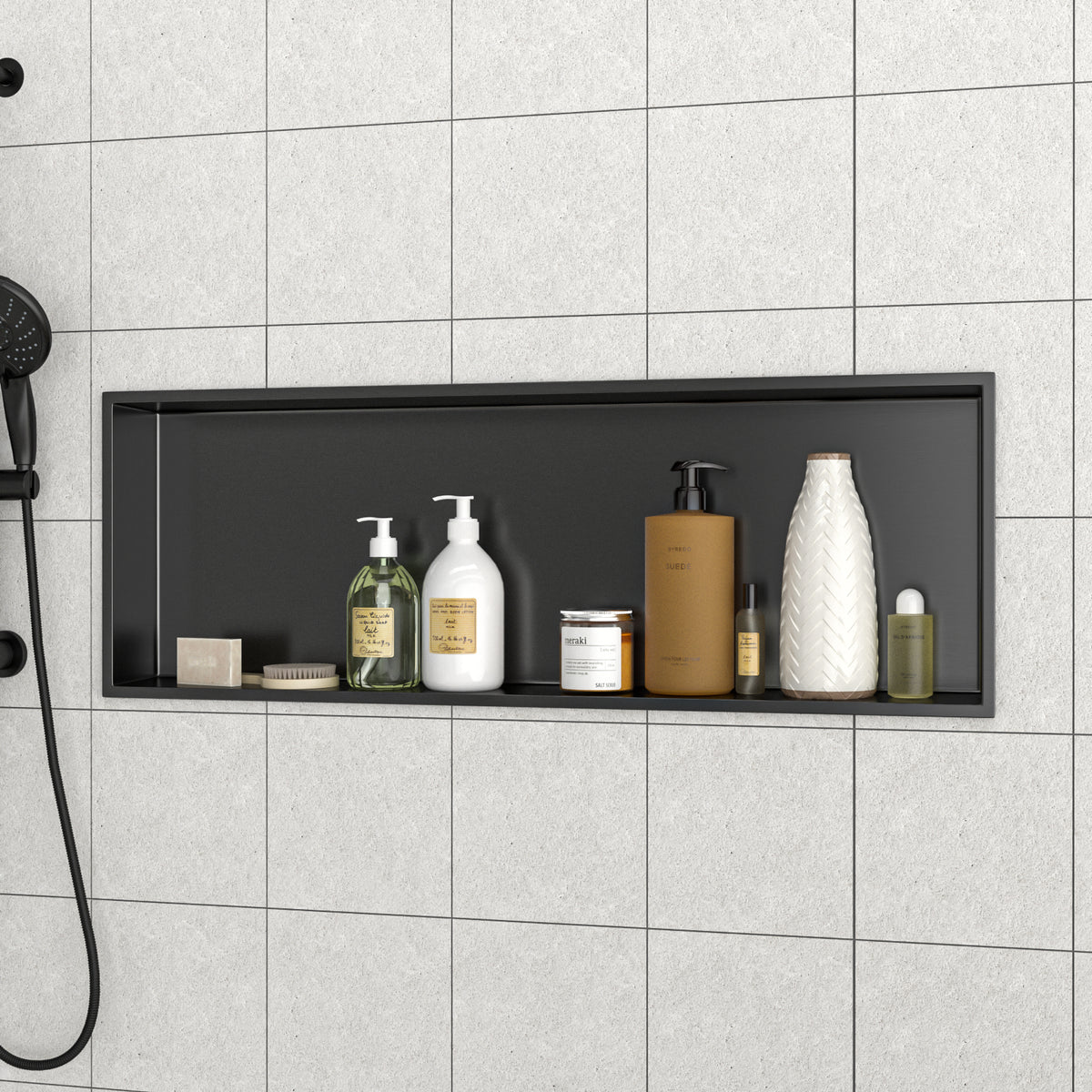 37" X 13" Stainless Steel Shower Niche, Gunmetal Black Gunmetal Black Stainless Steel