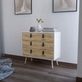 Kimball 3 Drawer Dresser, Modern Chic Storage With Wooden Legs Multicolor Bedroom Contemporary Pine Melamine Engineered Wood