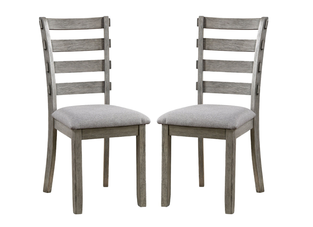 Gray Color Dining Chairs Padded Seat Set Of 2Pc Side Chair Ladder Back Kitchen Dining Room Wire Brushed Finish Gray Dining Room Classic,Modern,Transitional Dining Chairs Rubberwood Ladder Back Set