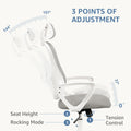 Mesh Rolling Work Chairs With Wheels And Adjustable Headrests, Comfortable Lumbar Support, Comfy Armrest For Home, Bedroom, Study,Grey Grey Abs