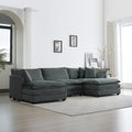 U Shaped Sectional Sofa W Reversible Footrest, 5 Seater Convertible Corner Couch With 2 Ottomans ,Modern Minimalist Soft Sofa & Couch For Living Room ,Gray Chenille Gray Chenille 3 Seat