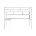 Twin Loft Bed With Built In Desk And Bookcase Of Three Compartments, Guardrails And Ladder,White Twin White Pine