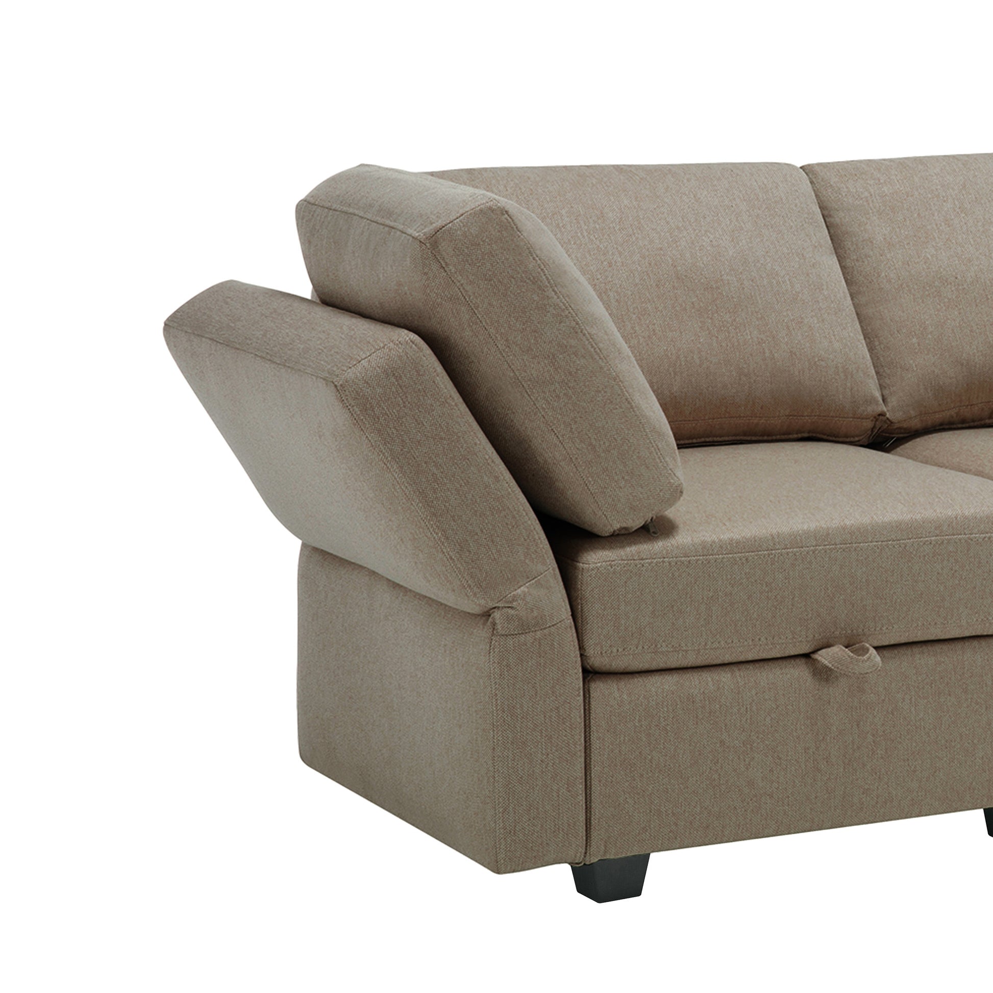 Adjustable Arms And Backs Modern U Shape Linen Couch Modular Sectional Sofa Couch With Storage Seat, Large Convertible Sofa With Reversible Chaise For Living Room Apartment Office, Brown Brown Polyester 4 Seat
