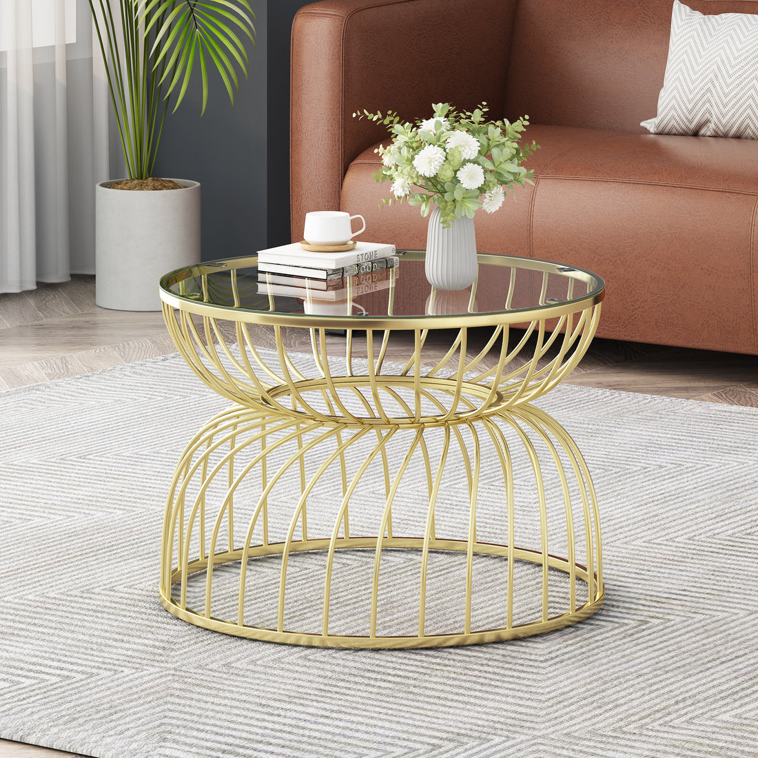 Golden Coffee Table Gold Glass Metal