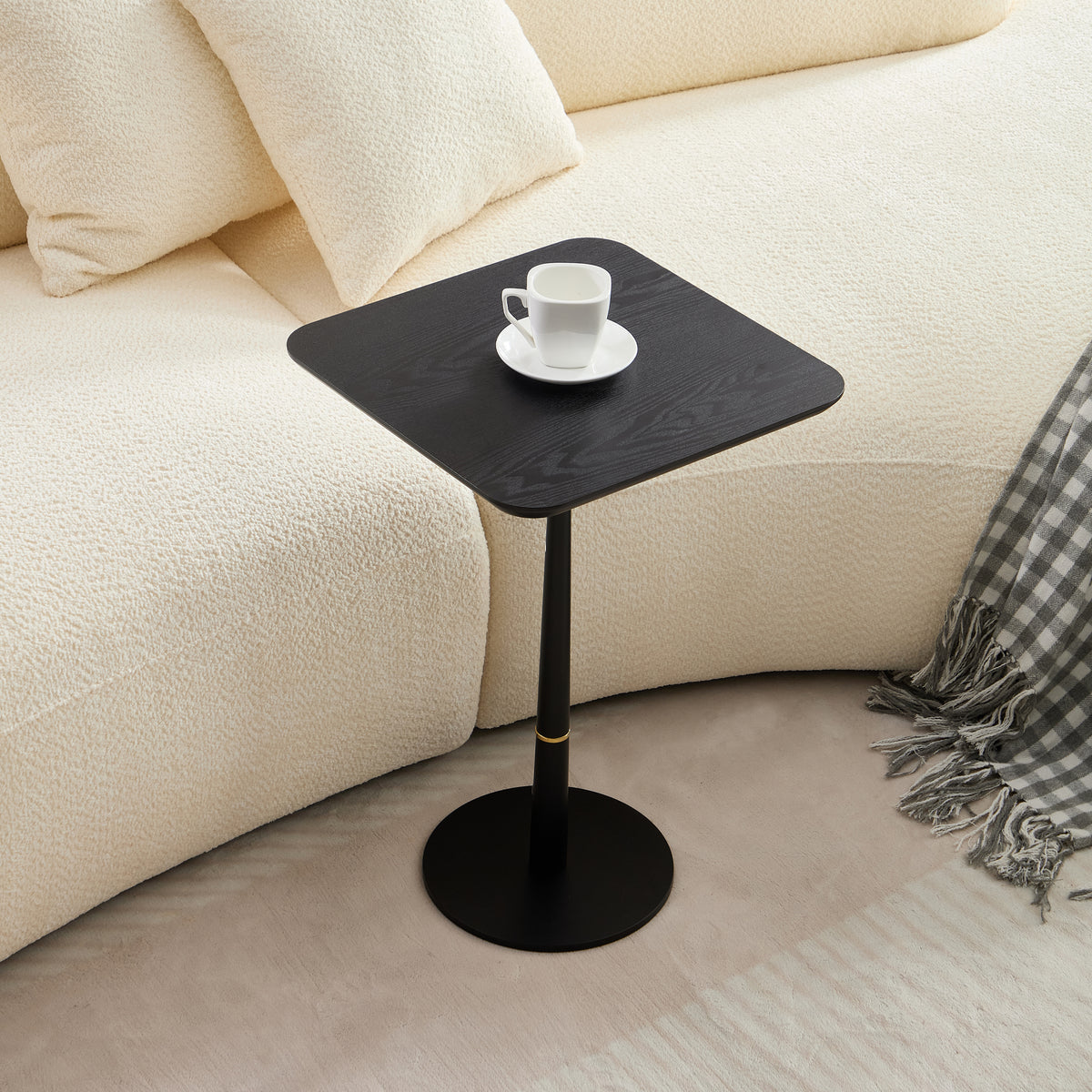 Mdf With Metal Feet, Square, Located In Living Space And Lounge Area, Coffee Table, Computer Desk, Black, 15.74"D X23.77"H Black Gold Primary Living Space Casual,Chinese Freestanding Coffee & End