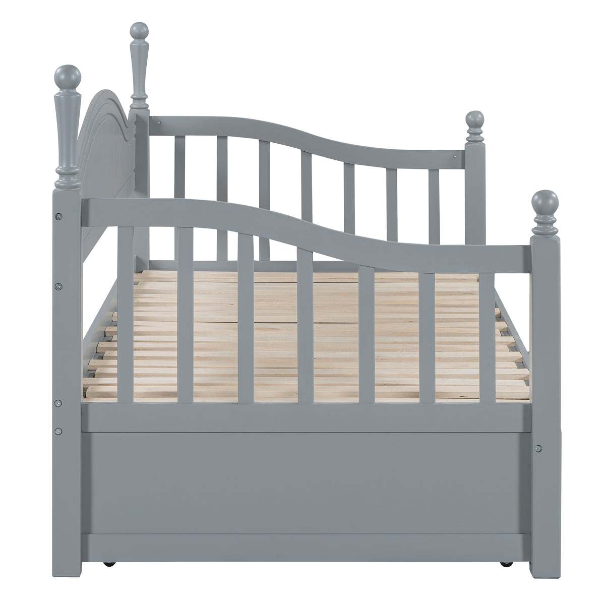 Wooden Twin Size Daybed With Twin Size Trundle, Extendable Daybed With Two Storage Drawers,Gray Expected Arrival Time:9.12 Twin Gray Wood