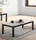 Majestic Beautiful White Faux Marble Top 1X Coffee Table And 2X End Tables 3Pc Coffee Table Set Black Legs Living Room Furniture Black,White Primary Living Space