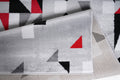 Jersey Area Rugs, Carpets For Livingroom, 7X10 Area Rugs ,3985 Grey Red Rectangle 8&10 Grey Red Contemporary Abstract Polypropylene