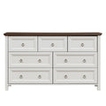 Farmhouse 7 Drawers Dresser For Bedroom, Wood Rustic Dresser Tv Stand, Storage Dressers Organizer For Bedroom, Living Room,Hallway Walnut Mdf