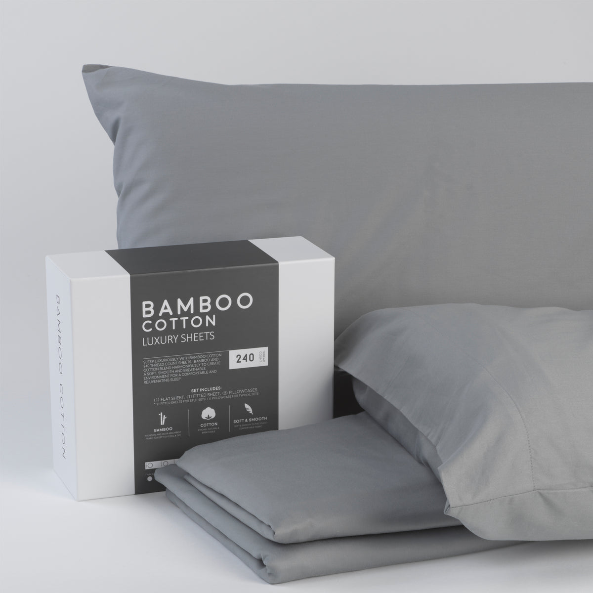 Bamboo Cotton Sheets Soft And Smooth With Viscose From Bamboo Grey Cal King Split Head White Charcoal Cotton