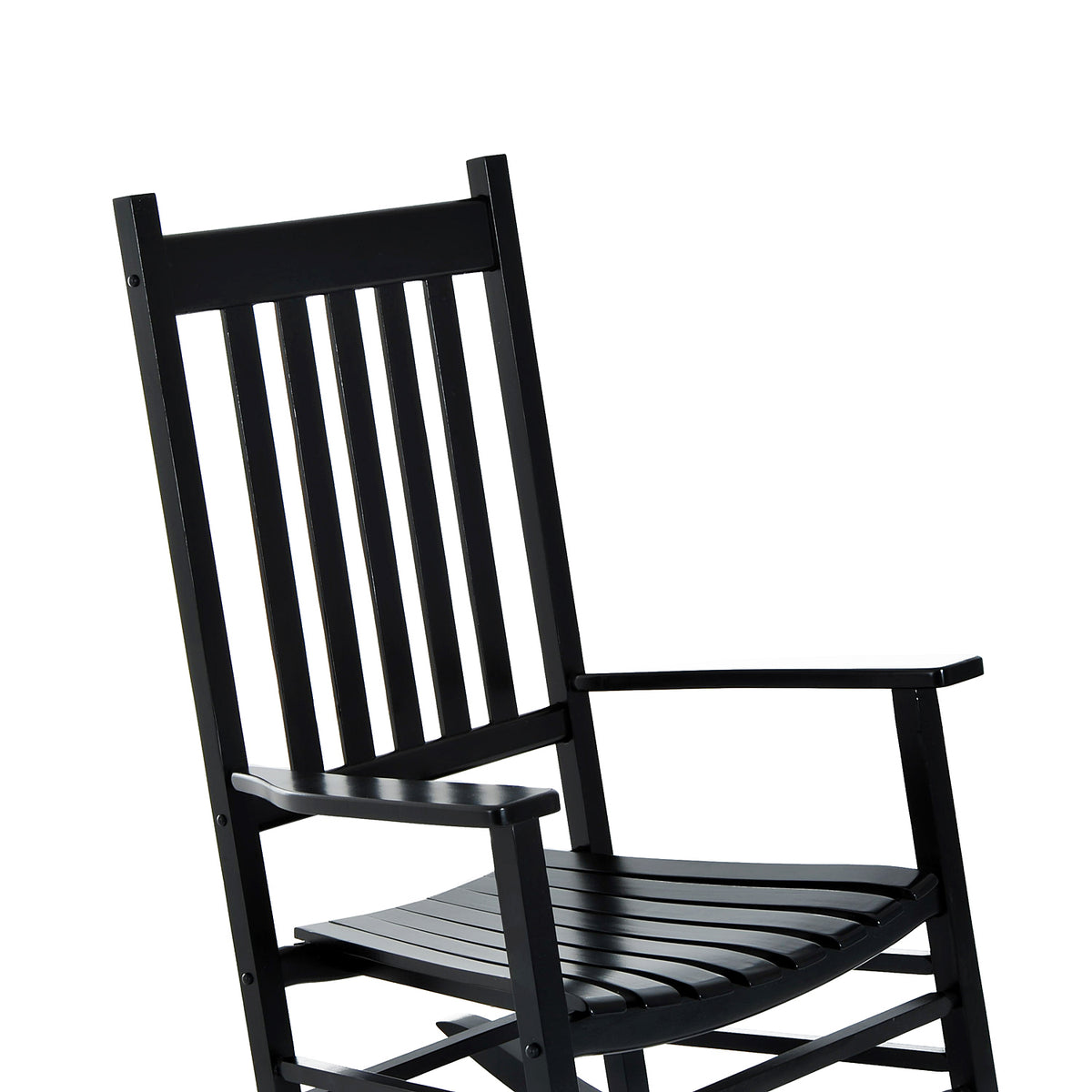 Outsunny Outdoor Rocking Chair, Patio Wooden Rocking Chair With Smooth Armrests, High Back For Garden, Balcony, Porch, Supports Up To 352 Lbs., Black Black Wood