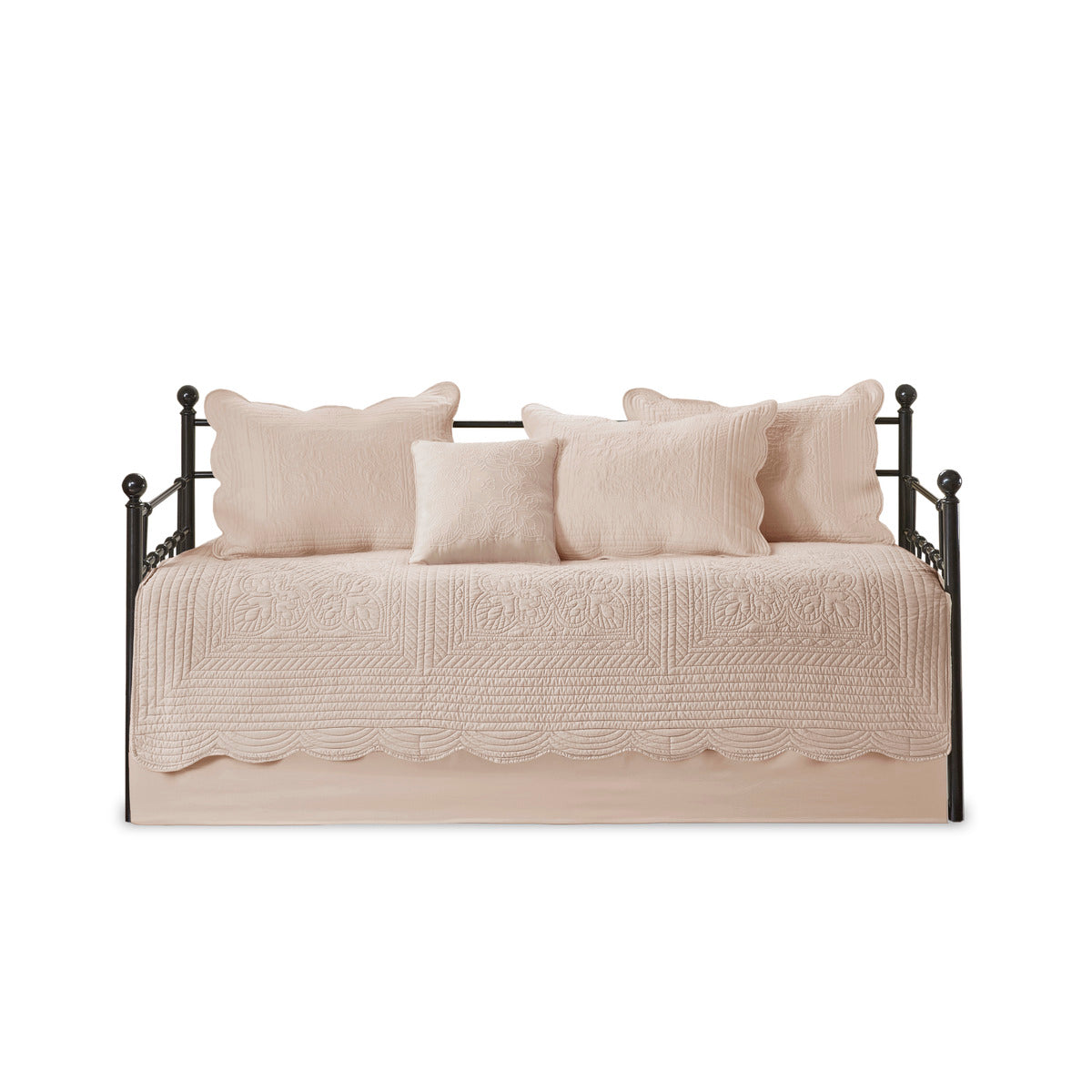 6 Piece Reversible Soped Edge Daybed Cover Set Blush Daybed Blush Microfiber
