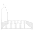 Full Size Metal House Platform Bed With Guardrail And Chimney, White Box Spring Not Required Full White Metal Metal