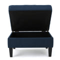 Storage Ottoman Navy Blue Fabric