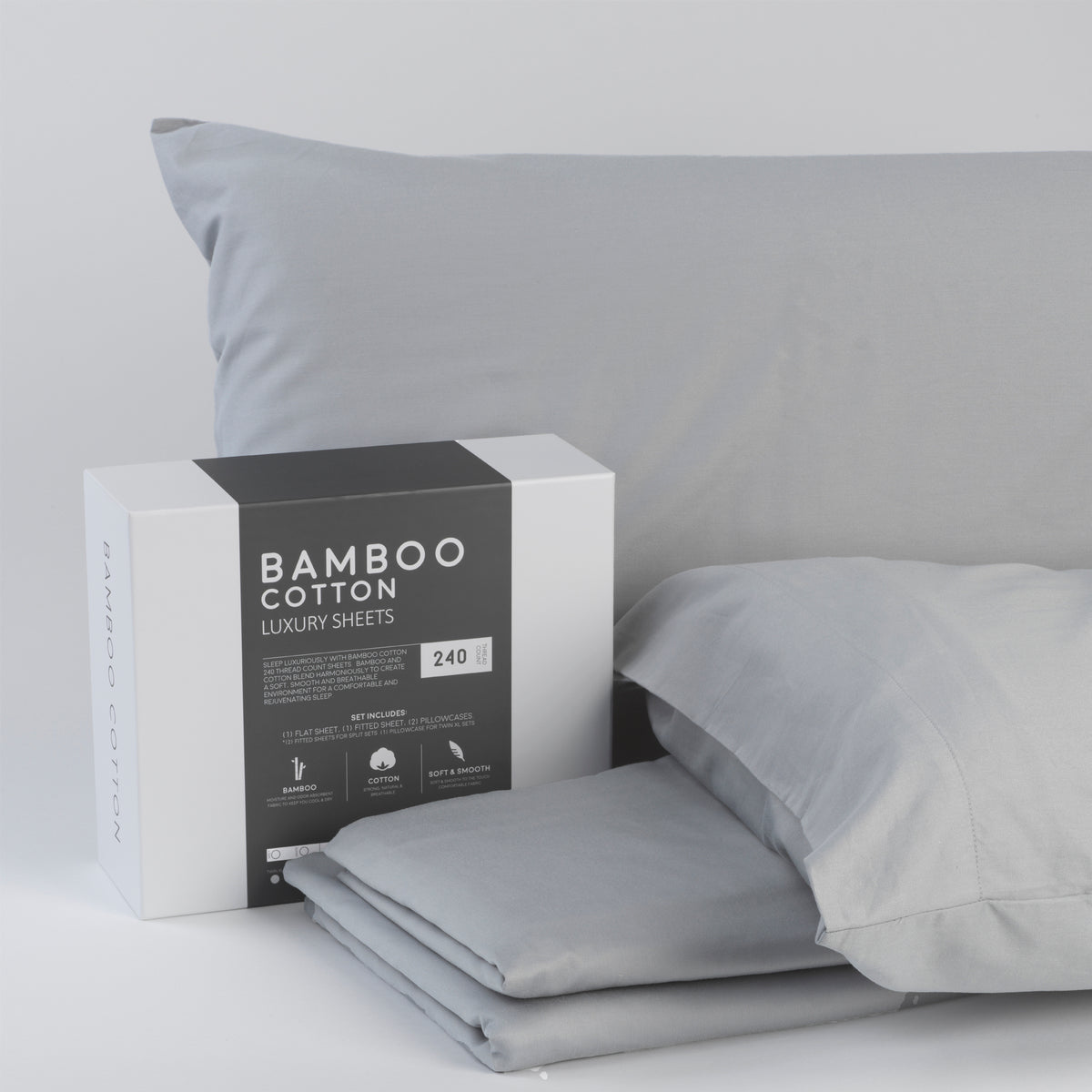 Bamboo Cotton Sheets Soft And Smooth With Viscose From Bamboo Light Grey King Light Gray Cotton