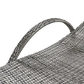 K&K 80'' Outdoor Wicker Chaise Lounge Chairs Set Of 2, Patio Rattan Reclining Chair Pull Out Side Table Adjustable Backrest Ergonomic Wave Design Pool Sunbathing Recliners, Grey No Lounge Grey Seats